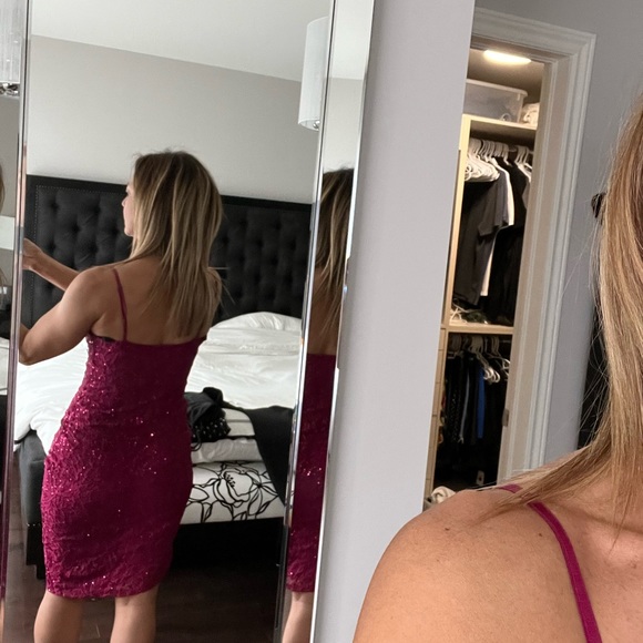 Pink (fushia) evening dress from Guess. - Picture 3 of 4